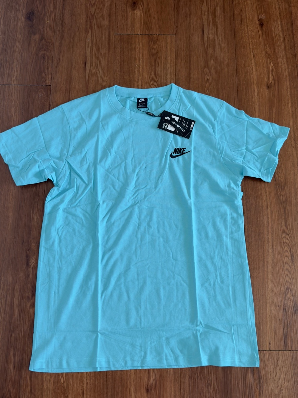 Nike Men’s Light Blue Swoosh Logo Crew Neck T-Shirt